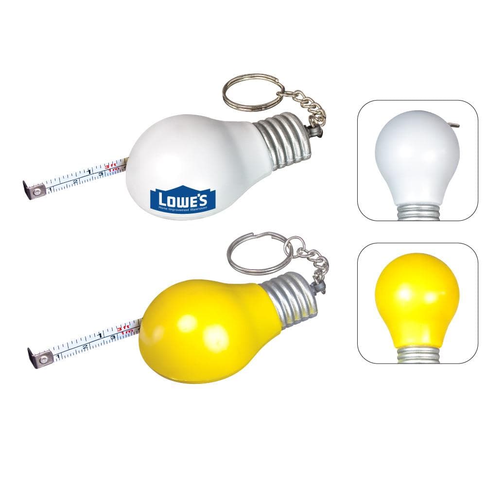 Promotional Light Bulb Shaped Measuring Tape Key Chain