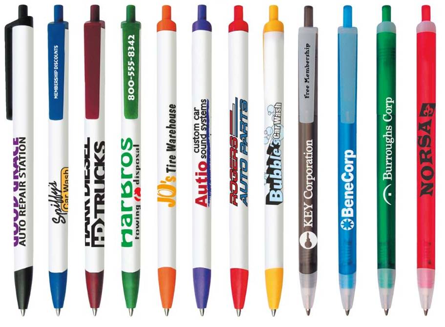 Plain White Stick Pens - Black Ink - 500/cs