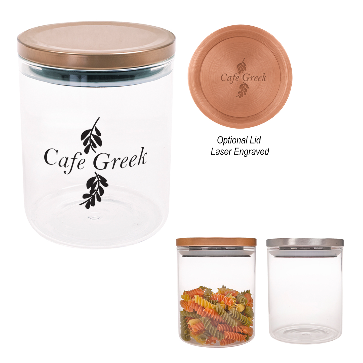 Custom Imprinted 26 oz. Glass Container w/ Bamboo Lid