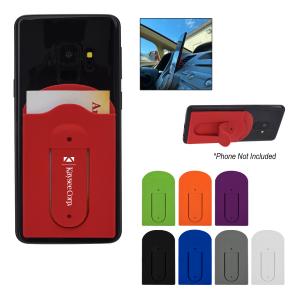 Promotional silicone phone wallet and stand  Imprinted cell phone  accessories - Promo Direct