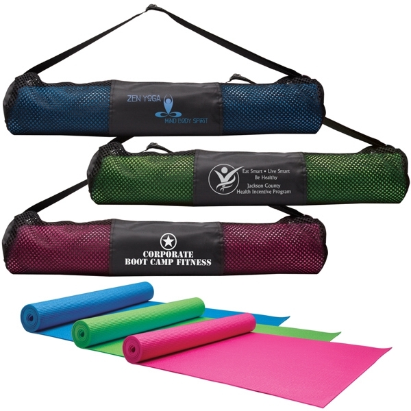 Custom Imprinted Yoga Mat with Imprintable Mesh Carrying Case